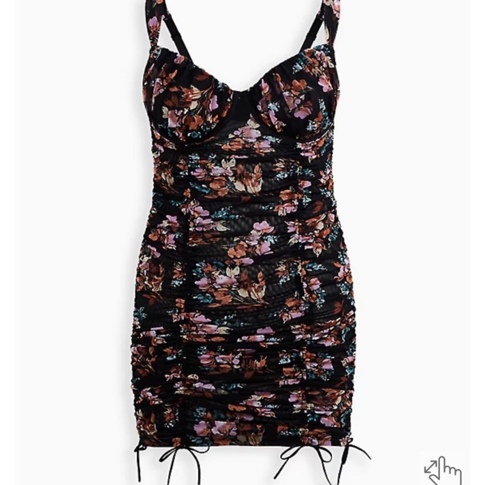 *NWT* TORRID BLACK FLORAL MESH DRAWSTRING CHEMISE (RARE) - Picture 5 of 6